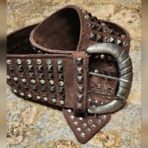 Double D Ranch Brown Belt with Silver Studs